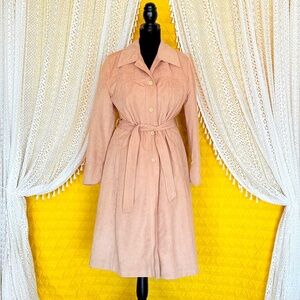 VTG 70s MCM Faux Suede Tailored Belted Spy Trench Coat | Lanson All Weather